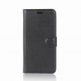 כיסוי ארנק / ספר עשוי מעור בצבע שחור עם חריצים לכרטיסי אשראי עבור Samsung Galaxy S9+