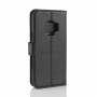 כיסוי ארנק / ספר עשוי מעור בצבע שחור עם חריצים לכרטיסי אשראי עבור Samsung Galaxy S9