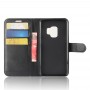 כיסוי ארנק / ספר עשוי מעור בצבע שחור עם חריצים לכרטיסי אשראי עבור Samsung Galaxy S9