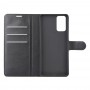 כיסוי ארנק / ספר עשוי מעור בצבע שחור עם חריצים לכרטיסי אשראי עבור Samsung Galaxy Note20