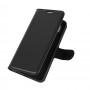 כיסוי ארנק / ספר עשוי מעור בצבע שחור עם חריצים לכרטיסי אשראי עבור Samsung Galaxy A01 Core
