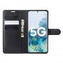 כיסוי ארנק / ספר עשוי מעור בצבע שחור עם חריצים לכרטיסי אשראי עבור Samsung Galaxy S20 FE 4G