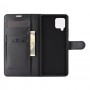 כיסוי ארנק / ספר עשוי מעור בצבע שחור עם חריצים לכרטיסי אשראי עבור Samsung Galaxy A42 5G