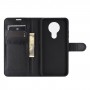 כיסוי ארנק / ספר עשוי מעור בצבע שחור עם חריצים לכרטיסי אשראי עבור Nokia 3.4