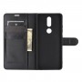 כיסוי ארנק / ספר עשוי מעור בצבע שחור עם חריצים לכרטיסי אשראי עבור Nokia 2.4