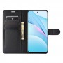כיסוי ארנק / ספר עשוי מעור בצבע שחור עם חריצים לכרטיסי אשראי עבור Xiaomi Mi 10T Lite