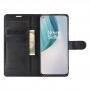 כיסוי ארנק / ספר עשוי מעור בצבע שחור עם חריצים לכרטיסי אשראי עבור OnePlus Nord N10 5G