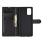 כיסוי ארנק / ספר עשוי מעור בצבע שחור עם חריצים לכרטיסי אשראי עבור Samsung Galaxy A02s