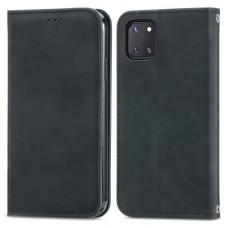 כיסוי ארנק / ספר עשוי מעור בצבע שחור עם חריצים לכרטיסי אשראי עבור Samsung Galaxy Note10 Lite