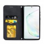 כיסוי ארנק / ספר עשוי מעור בצבע שחור עם חריצים לכרטיסי אשראי עבור Samsung Galaxy Note10 Lite