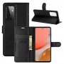 כיסוי ארנק / ספר עשוי מעור בצבע שחור עם חריצים לכרטיסי אשראי עבור Samsung Galaxy A72 4G