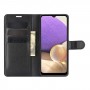 כיסוי ארנק / ספר עשוי מעור בצבע שחור עם חריצים לכרטיסי אשראי עבור Samsung Galaxy A32 5G