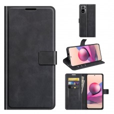 כיסוי ארנק / ספר עשוי מעור בצבע שחור עם חריצים לכרטיסי אשראי עבור Xiaomi Redmi Note 10S