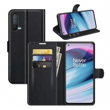 כיסוי ארנק / ספר עשוי מעור בצבע שחור עם חריצים לכרטיסי אשראי עבור OnePlus Nord CE 5G