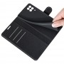 כיסוי ארנק / ספר עשוי מעור בצבע שחור עם חריצים לכרטיסי אשראי עבור Samsung Galaxy F12