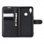 כיסוי ארנק / ספר עשוי מעור בצבע שחור עם חריצים לכרטיסי אשראי עבור Samsung Galaxy A10s