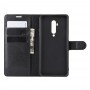 כיסוי ארנק / ספר עשוי מעור בצבע שחור עם חריצים לכרטיסי אשראי עבור OnePlus 7T Pro