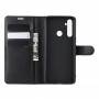 כיסוי ארנק / ספר עשוי מעור בצבע שחור עם חריצים לכרטיסי אשראי עבור Realme C3 (3 Cameras)