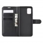 כיסוי ארנק / ספר עשוי מעור בצבע שחור עם חריצים לכרטיסי אשראי עבור Samsung Galaxy A31