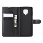 כיסוי ארנק / ספר עשוי מעור בצבע שחור עם חריצים לכרטיסי אשראי עבור Xiaomi Redmi Note 9 Pro