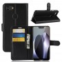 כיסוי ארנק / ספר עשוי מעור בצבע שחור עם חריצים לכרטיסי אשראי עבור Google Pixel 3 XL