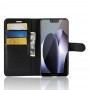 כיסוי ארנק / ספר עשוי מעור בצבע שחור עם חריצים לכרטיסי אשראי עבור Google Pixel 3 XL