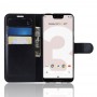 כיסוי ארנק / ספר עשוי מעור בצבע שחור עם חריצים לכרטיסי אשראי עבור Google Pixel 3a XL