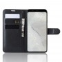 כיסוי ארנק / ספר עשוי מעור בצבע שחור עם חריצים לכרטיסי אשראי עבור Google Pixel 4 XL