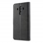 כיסוי ארנק / ספר עשוי מעור בצבע שחור עם חריצים לכרטיסי אשראי עבור Huawei Mate 10 Pro