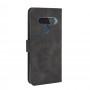 כיסוי ארנק / ספר עשוי מעור בצבע שחור עם חריצים לכרטיסי אשראי עבור LG G8s ThinQ
