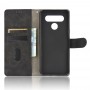 כיסוי ארנק / ספר עשוי מעור בצבע שחור עם חריצים לכרטיסי אשראי עבור LG K51S