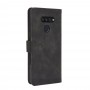 כיסוי ארנק / ספר עשוי מעור בצבע שחור עם חריצים לכרטיסי אשראי עבור LG K50S