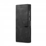 כיסוי ארנק / ספר עשוי מעור בצבע שחור עם חריצים לכרטיסי אשראי עבור Samsung Galaxy S22 Ultra