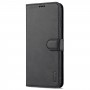 כיסוי ארנק / ספר עשוי מעור בצבע שחור עם חריצים לכרטיסי אשראי עבור Samsung Galaxy S21 FE 5G