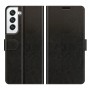 כיסוי ארנק / ספר עשוי מעור בצבע שחור עם חריצים לכרטיסי אשראי עבור Samsung Galaxy S22+ 5G