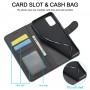 כיסוי ארנק / ספר עשוי מעור בצבע שחור עם חריצים לכרטיסי אשראי עבור Oppo A76