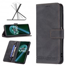 כיסוי ארנק / ספר עשוי מעור בצבע שחור עם חריצים לכרטיסי אשראי עבור Realme 9 Pro