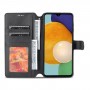 כיסוי ארנק / ספר עשוי מעור בצבע שחור עם חריצים לכרטיסי אשראי עבור Samsung Galaxy A13 4G