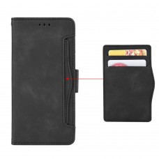 כיסוי ארנק / ספר עשוי מעור בצבע שחור עם חריצים לכרטיסי אשראי עבור Samsung Galaxy Note10+