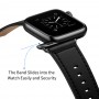 רצועה לשעון חכם לדגם: Apple Watch 7 45mm עשוי מחומר: עור בצבע: שָׁחוֹר