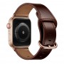 רצועה לשעון חכם לדגם: Apple Watch 7 45mm עשוי מחומר: עור בצבע: מרקם שמן חום כהה