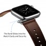 רצועה לשעון חכם לדגם: Apple Watch SE 44mm עשוי מחומר: עור בצבע: מרקם מחט חום כהה