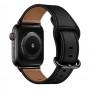 רצועה לשעון חכם לדגם: Apple Watch 4 44mm עשוי מחומר: עור בצבע: שָׁחוֹר