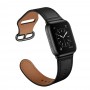 רצועה לשעון חכם לדגם: Apple Watch 1 42mm עשוי מחומר: עור בצבע: שָׁחוֹר
