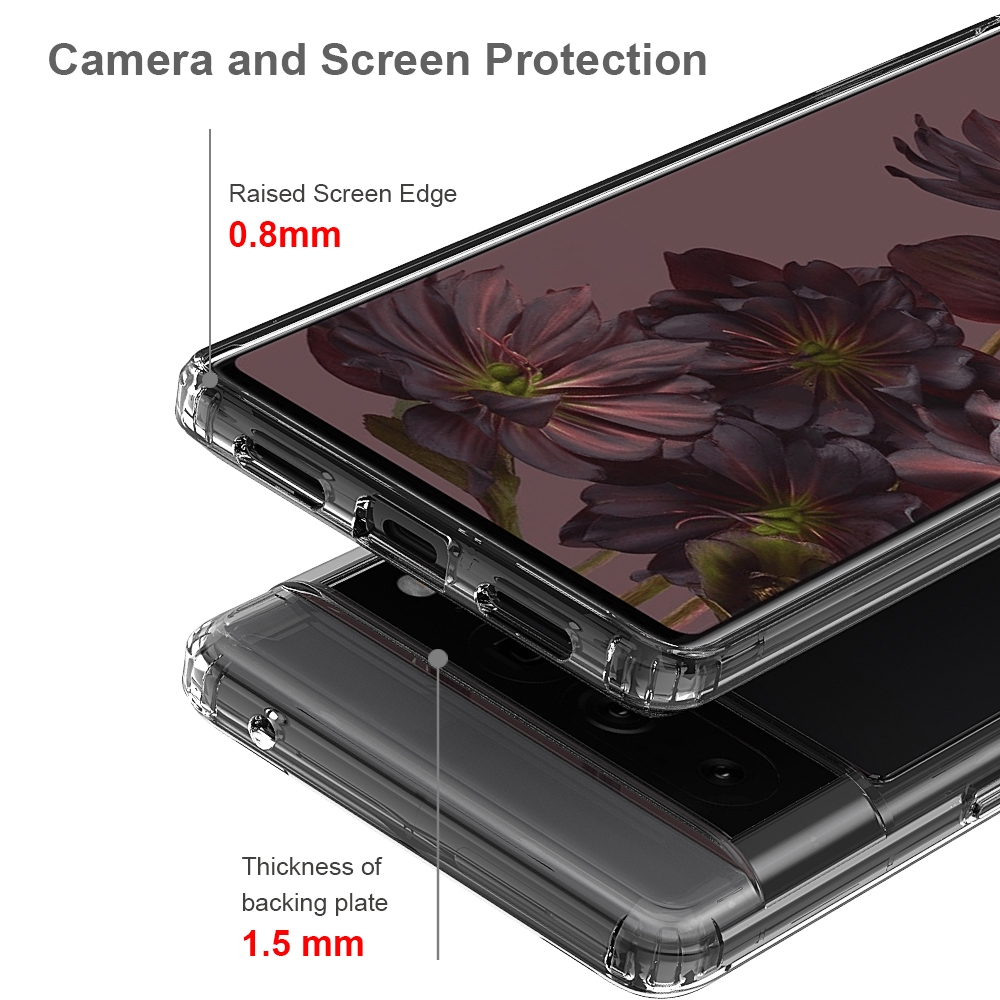 כיסוי סיליקון שקוף + בולם זעזועים מיועד ל Google Pixel 7 Pro