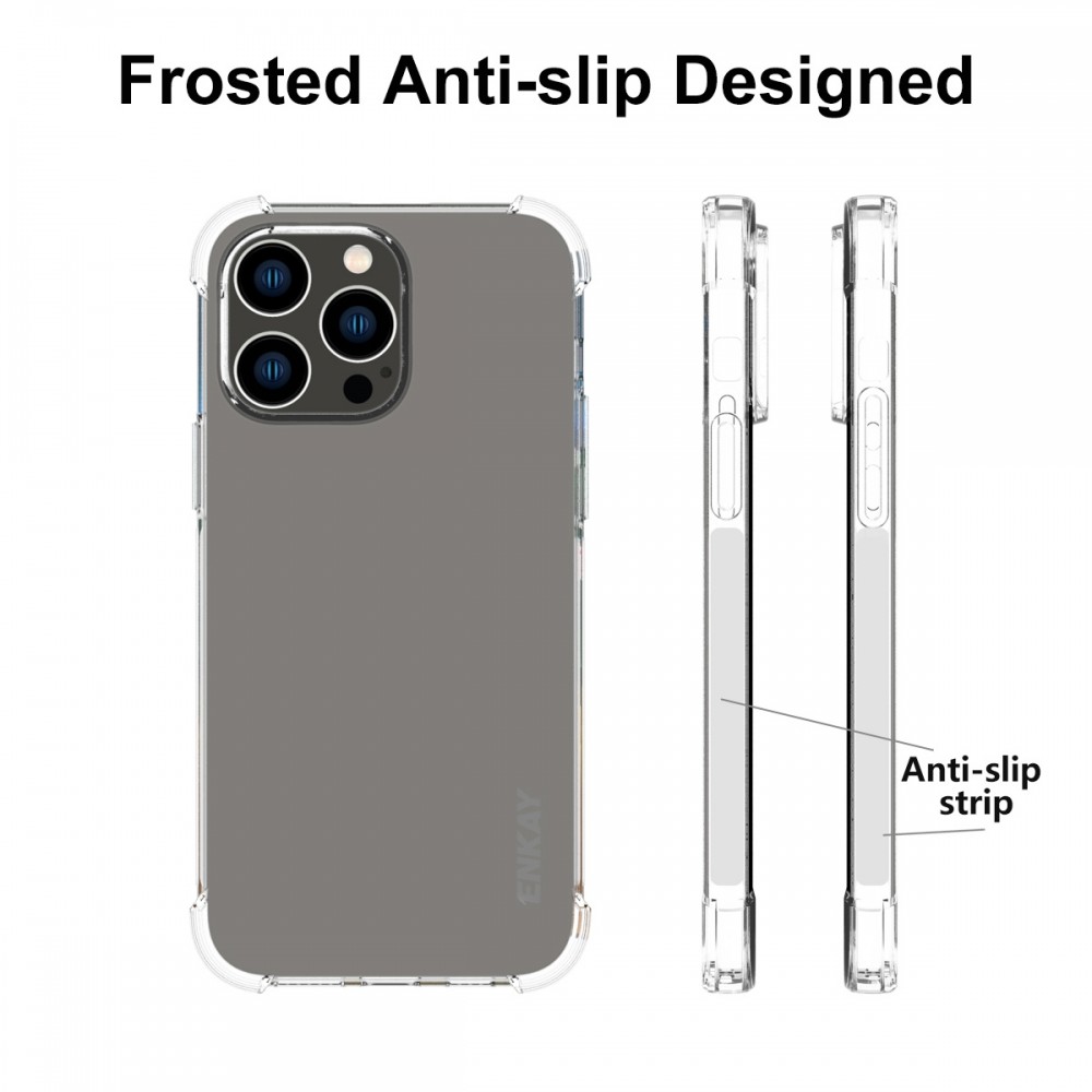 כיסוי סיליקון שקוף + בולם זעזועים מיועד ל Apple iPhone 14 Pro