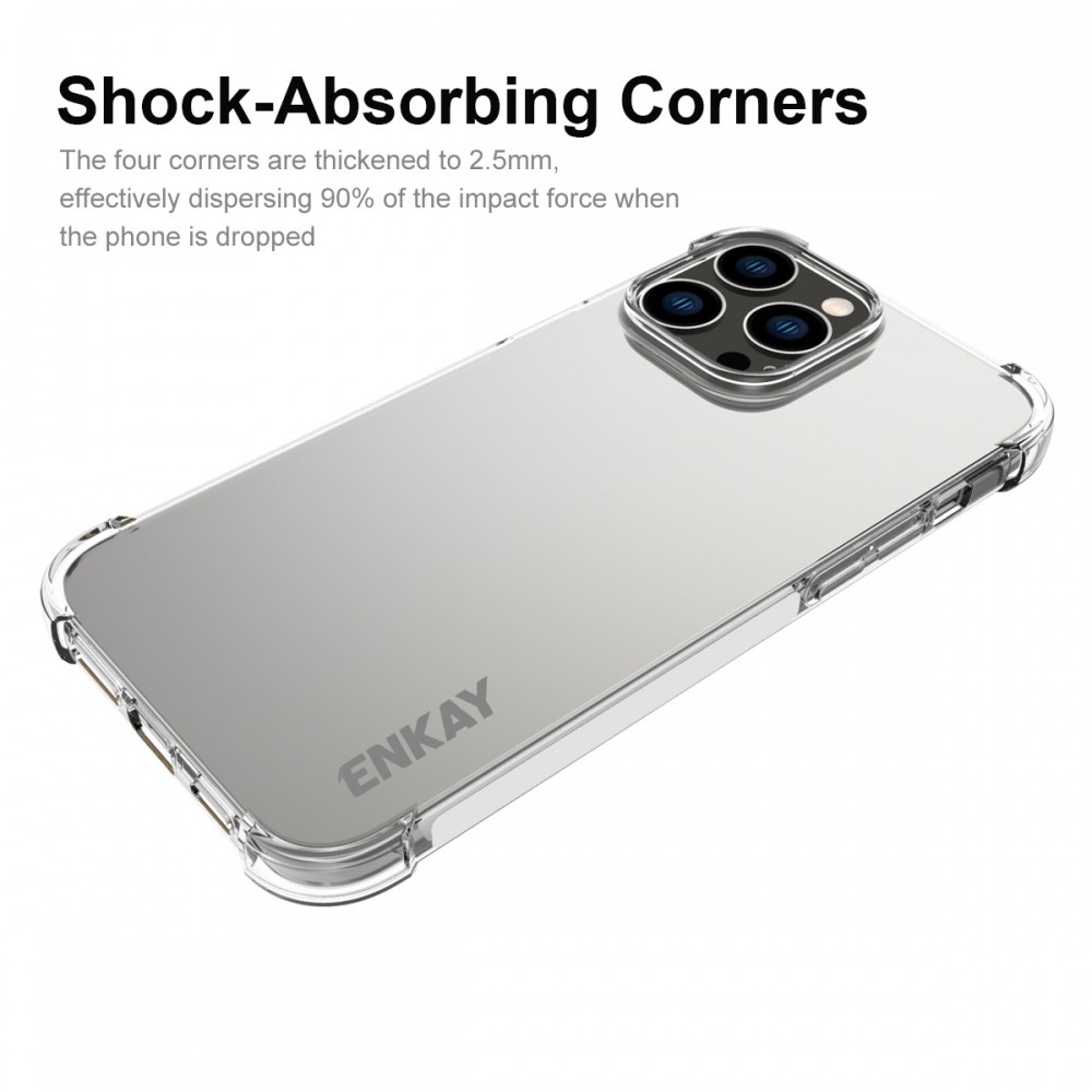 כיסוי סיליקון שקוף + בולם זעזועים מיועד ל Apple iPhone 14 Pro