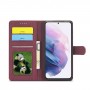 כיסוי עבור Samsung Galaxy S21 Ultra 5G כיסוי ארנק / ספר - בצבע יין אדום