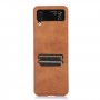 כיסוי עבור Samsung Galaxy Z Flip4 כיסוי ארנק / ספר - בצבע חום
