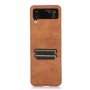כיסוי עבור Samsung Galaxy Z Flip4 כיסוי ארנק / ספר - בצבע חום